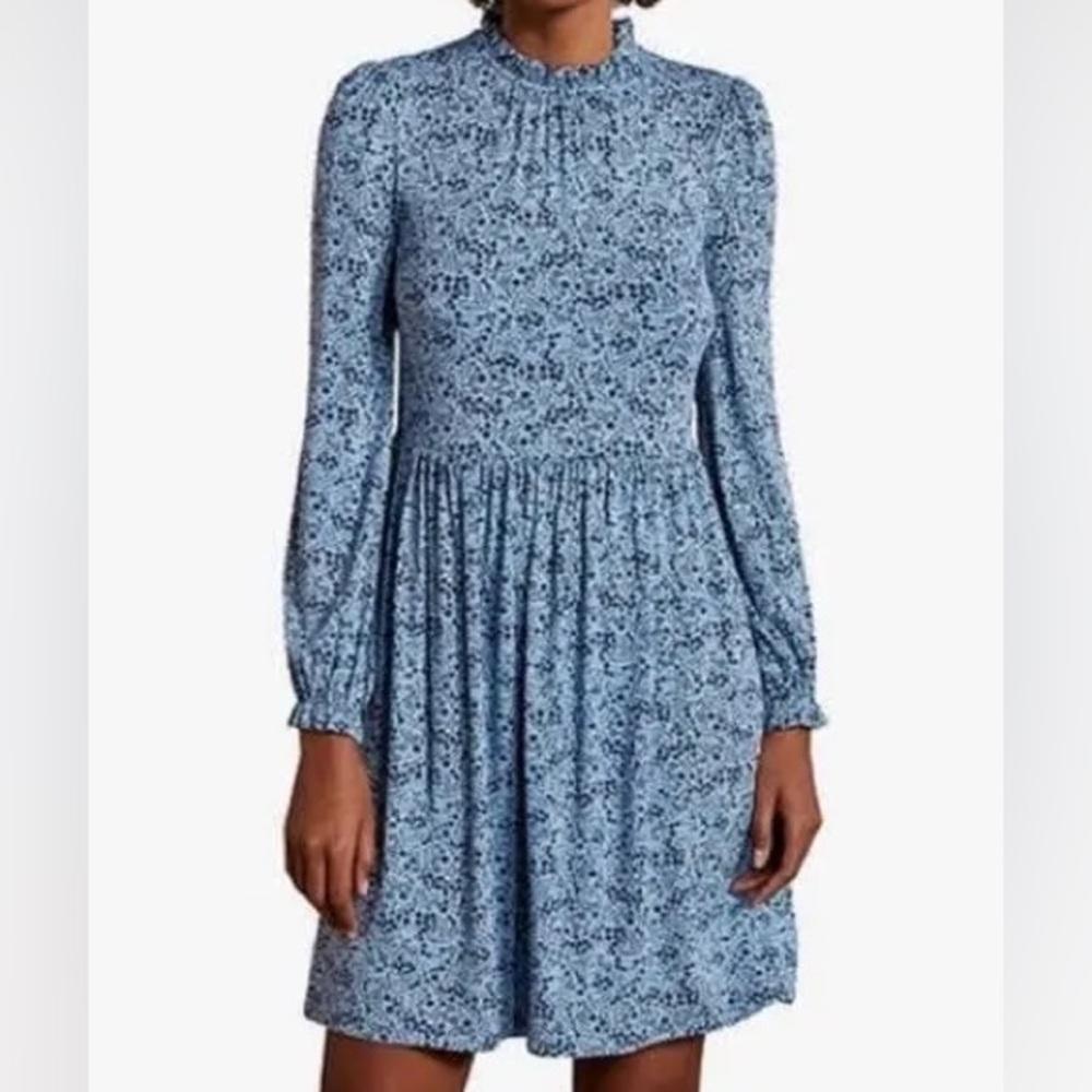 Boden Clara Jersey Dress in a blue patterned floral design 6